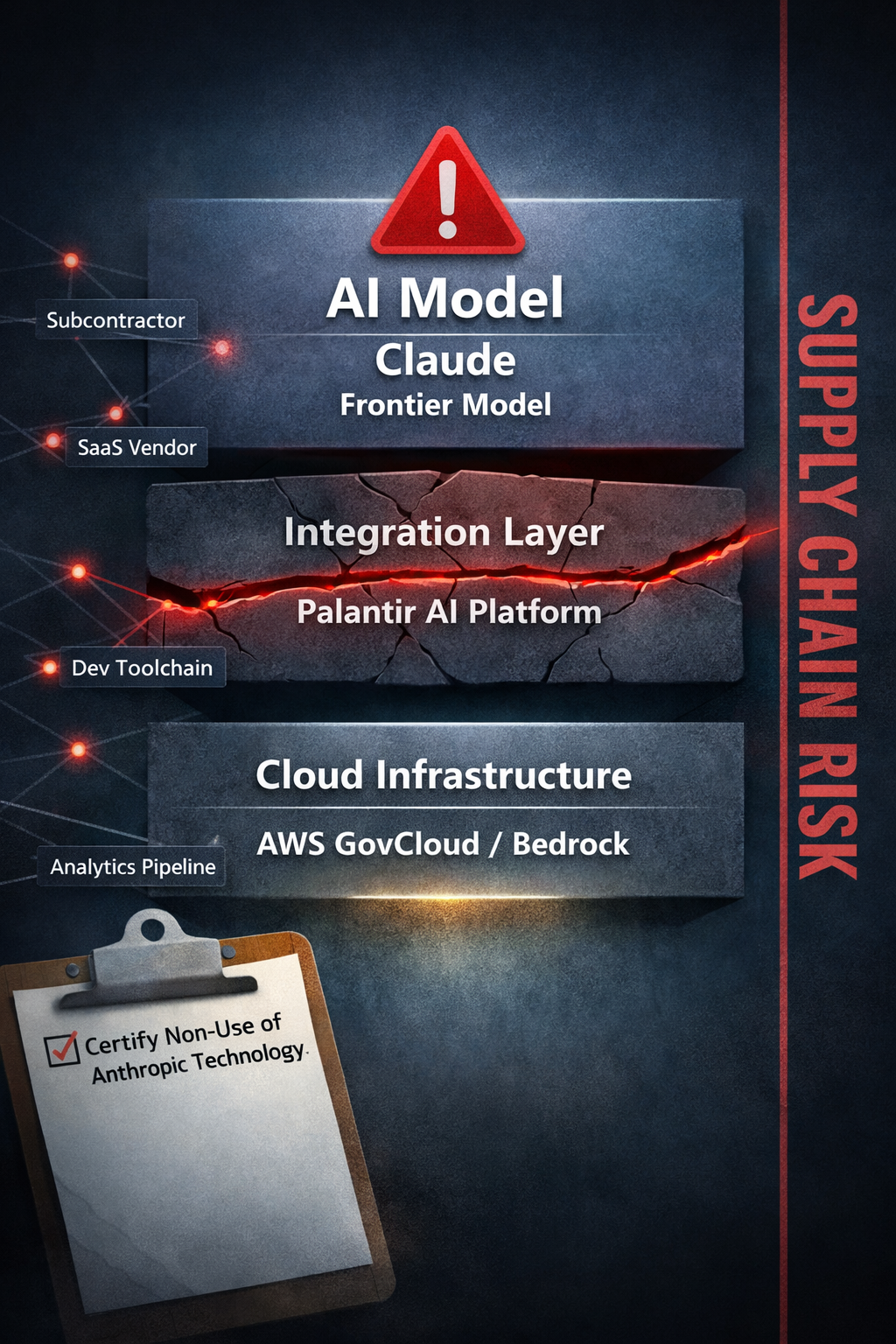 Supply Chain Risk - AI Model, Integration Layer, Cloud Infrastructure stack with compliance certification